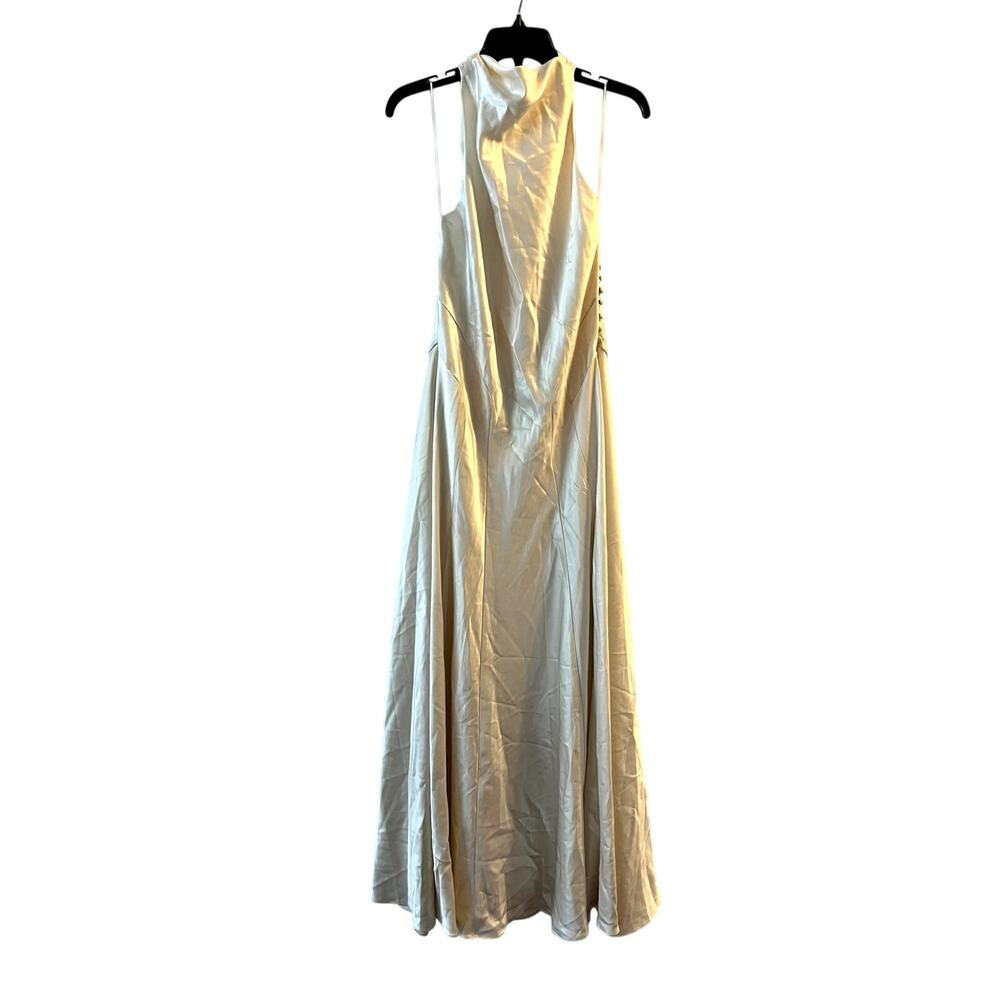 Reformation Roy Satin Wedding Maxi Dress Gown Halter Neck Fior DiLatte Ivory 8 - Picture 3 of 11